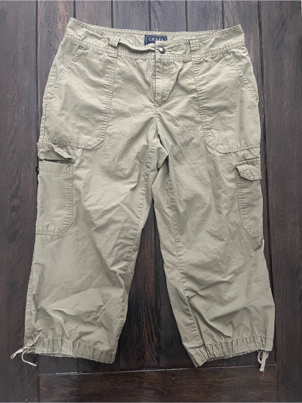 Chaps Women's Khaki Cropped Cargo Capri Pants